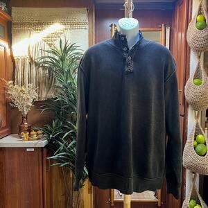 Y2K Washed Black Henley Sweater XL | Vintage Blue Pronto Uomo Cotton Grunge Prep